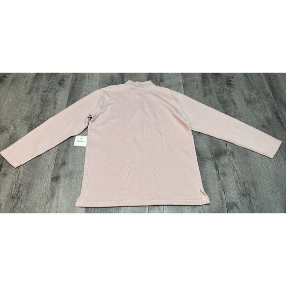 Parisian Works Henley Knit Sweater‎ Mens Medium Pink Mock Neck Button Y2K NEW - Picture 2 of 9